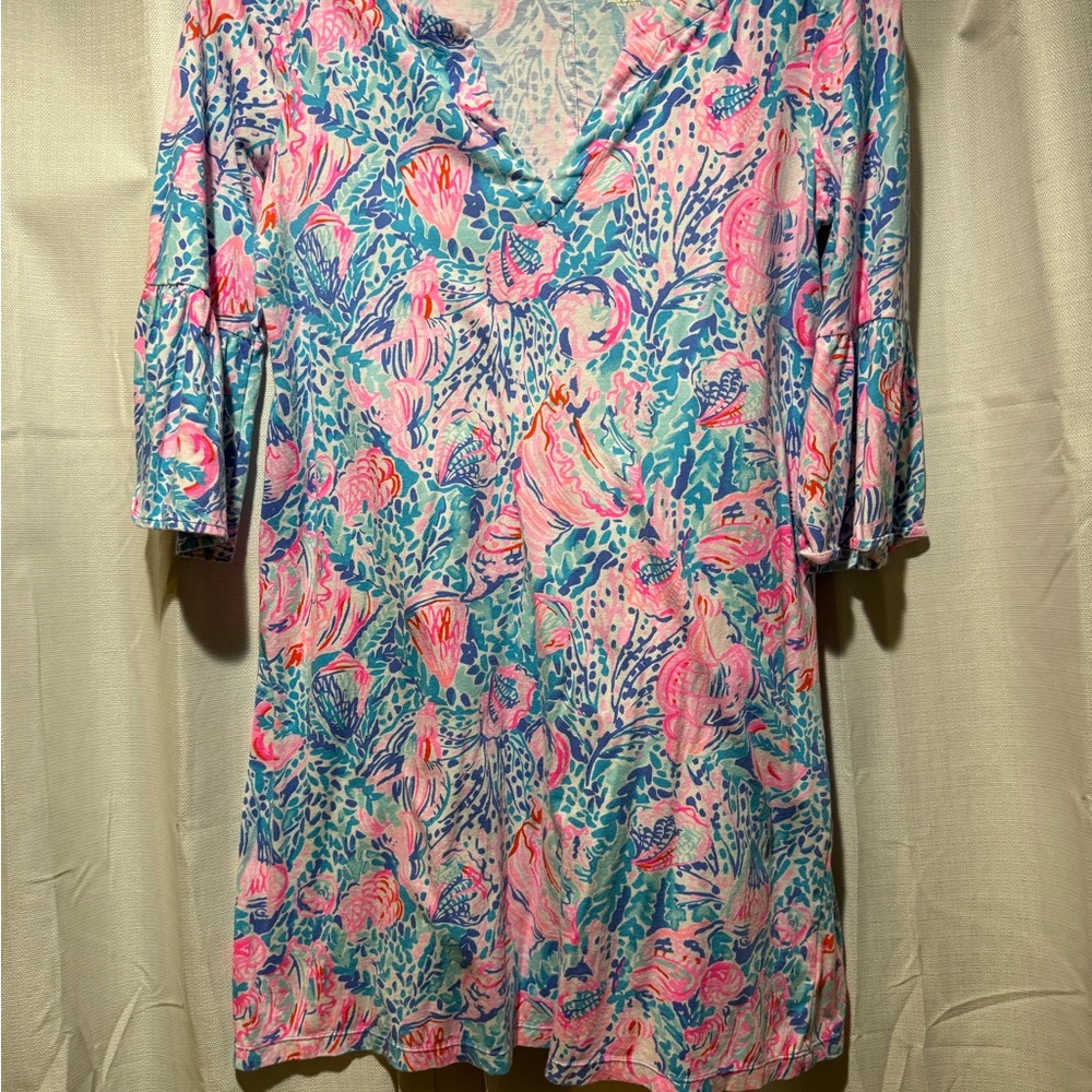 Lilly Pulitzer Vibrant Pink and Blue Patterned Dress